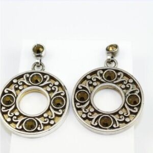 Brighton EUC Sacred Circle Topaz Post Earrings, showing some wear on back.